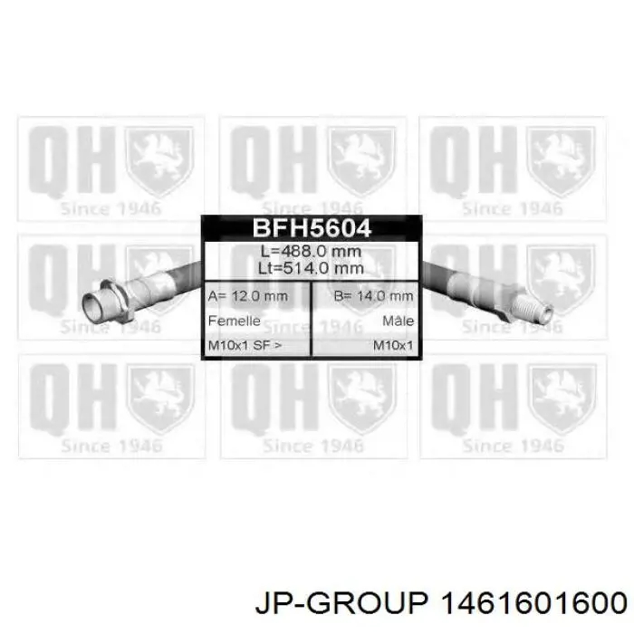 Шланг тормозной передний JP Group 1461601600 цена, от 4.09 USD