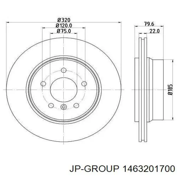 1463201700 JP Group диск тормозной задний