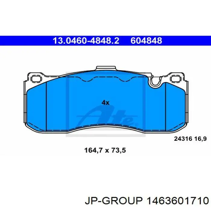Передние тормозные колодки 1463601710 JP Group