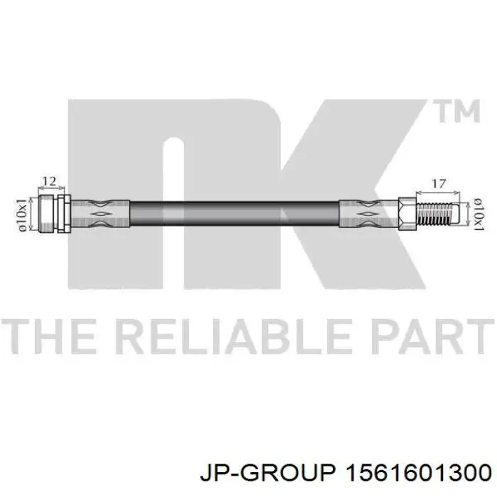 1561601300 JP Group шланг тормозной передний