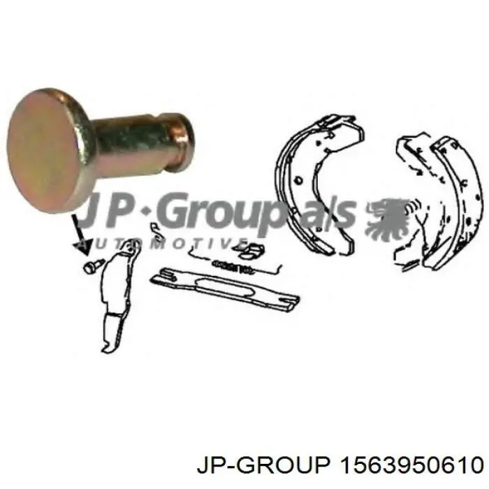 Kit de montaje, zapatas de freno traseras 1563950610 JP Group