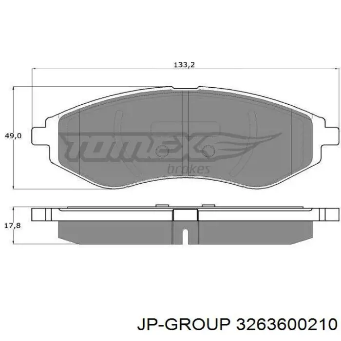 Колодки гальмівні передні, дискові 3263600210 JP Group