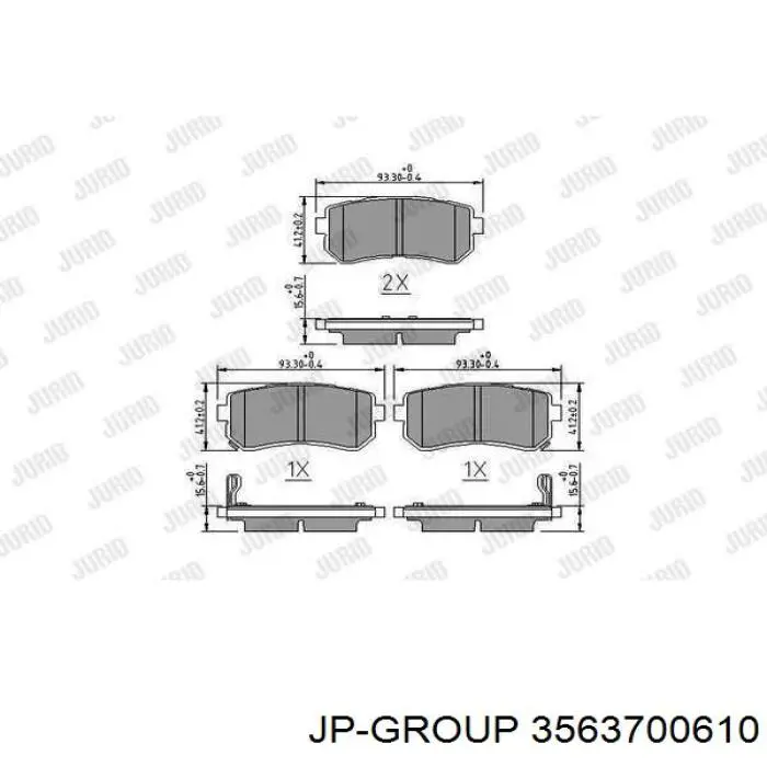 3563700610 JP Group Sapatas do freio traseiras de disco