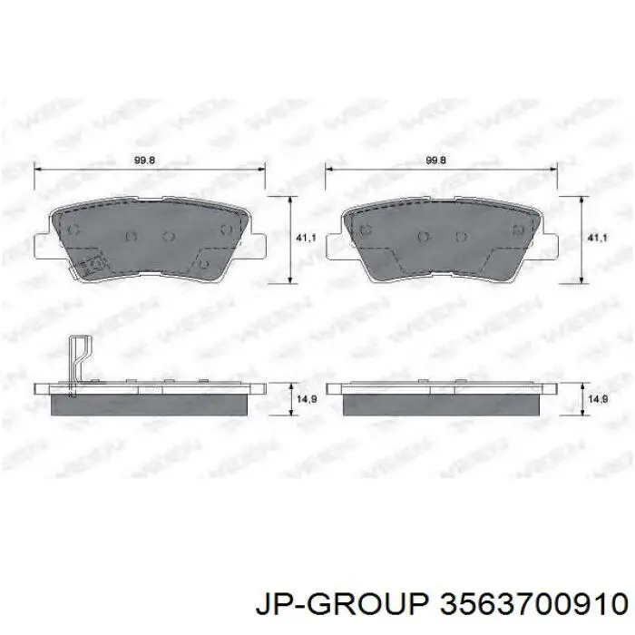Купить 3563700910 JP Group Колодки тормозные задние, дисковые