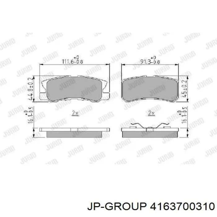 Pastillas de freno traseras 4163700310 JP Group