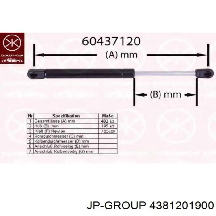 Купить 4381201900 JP Group Амортизатор двери багажника
