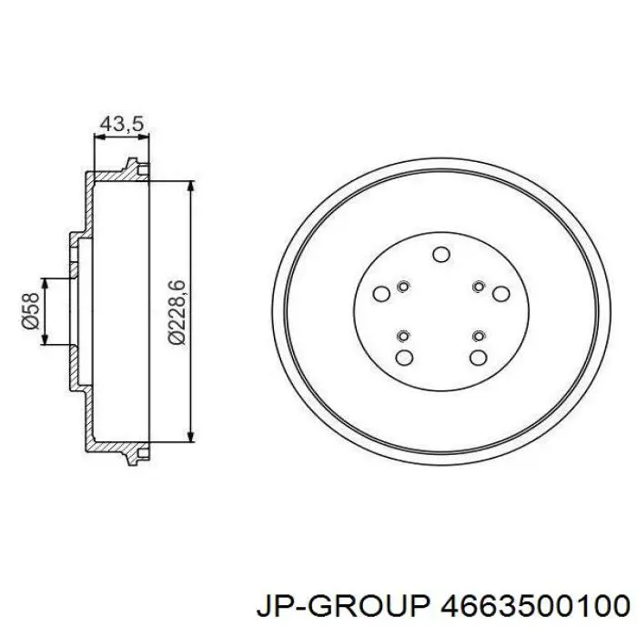 Тормозной барабан 4663500100 JP Group