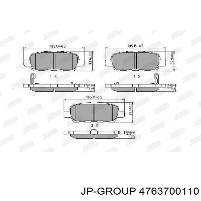 Задние тормозные колодки 4763700110 JP Group