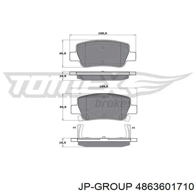 Передние тормозные колодки 4863601710 JP Group