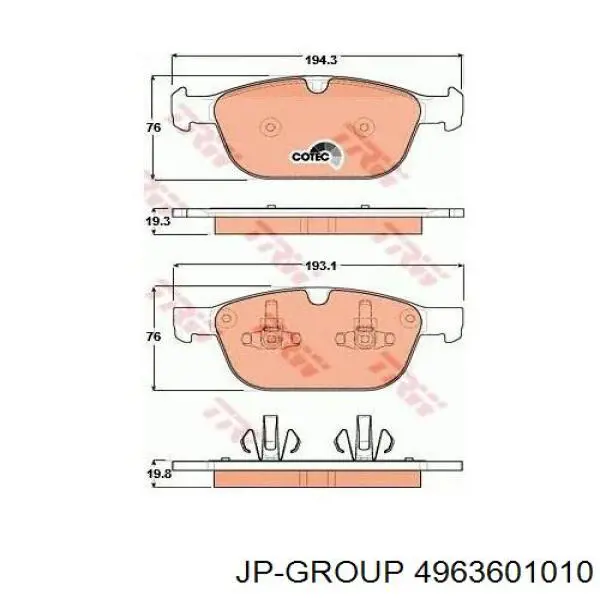 Купить 4963601010 JP Group Колодки тормозные