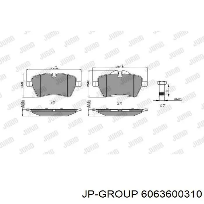 Передние тормозные колодки 6063600310 JP Group