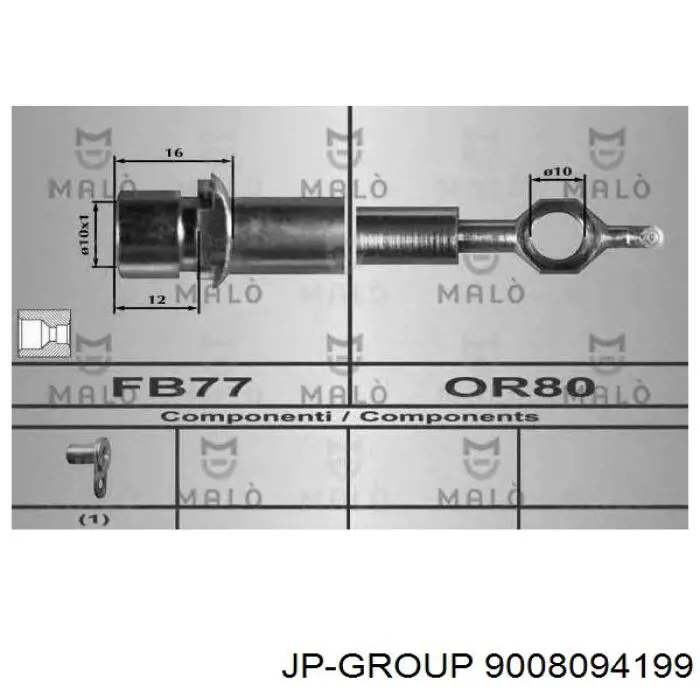 Шланг тормозной задний правый 9008094199 JP Group