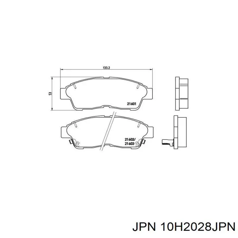 Передние тормозные колодки 10H2028JPN JPN