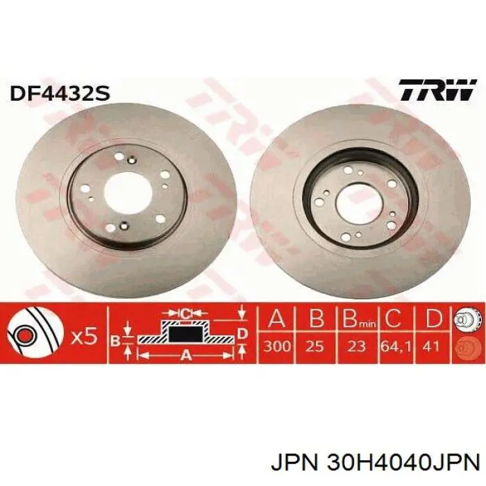 Тормоз дисковый передний JPN 30H4040JPN цена, от 44.86 USD