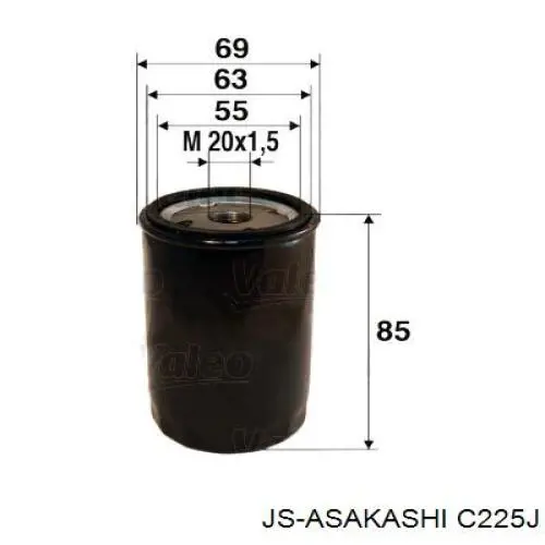 C225J JS Asakashi Масляный фильтр двигателя