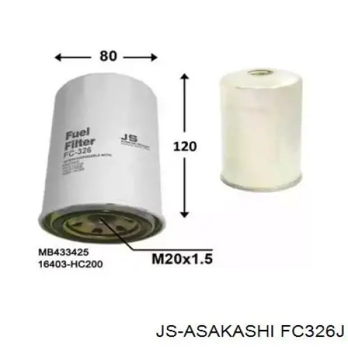 FC326J JS Asakashi filtro de combustível