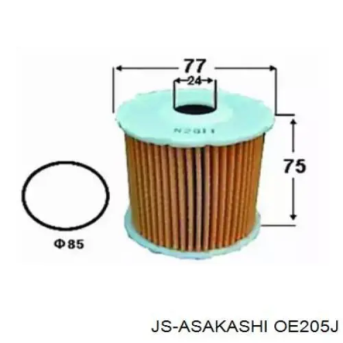 OE205J JS Asakashi filtro de óleo