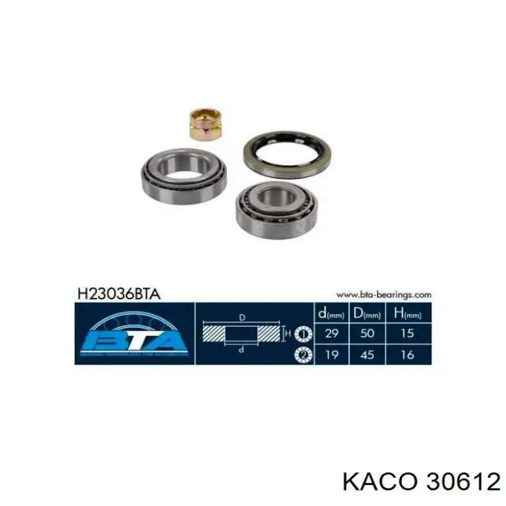 30612 Kaco Подшипник задней ступицы внешний