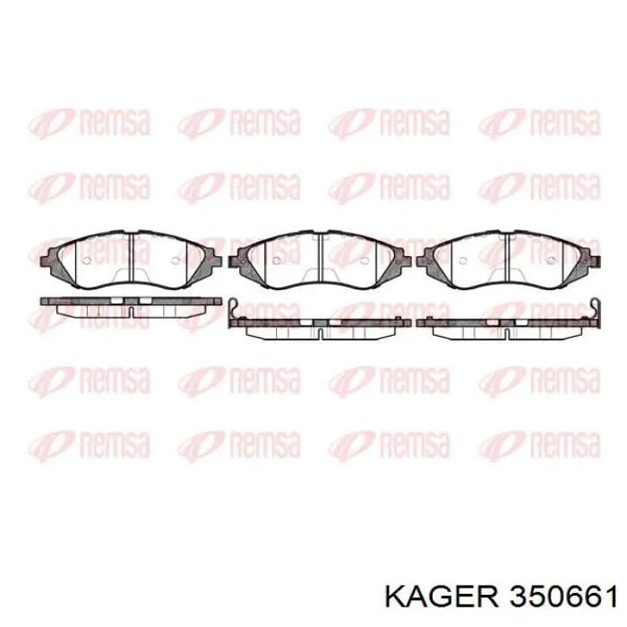 Передние тормозные колодки 350661 Kager