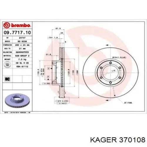 Передние тормозные диски VCBD7700302128 Velco