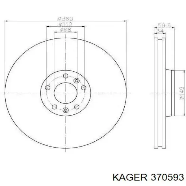 Передние тормозные диски 370593 Kager