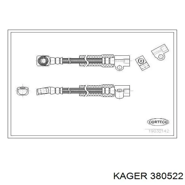 Шланг тормозной передний левый 380522 Kager