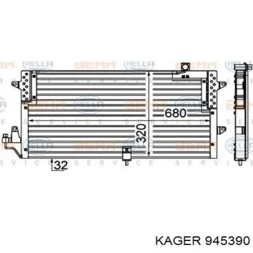 945390 Kager радиатор кондиционера