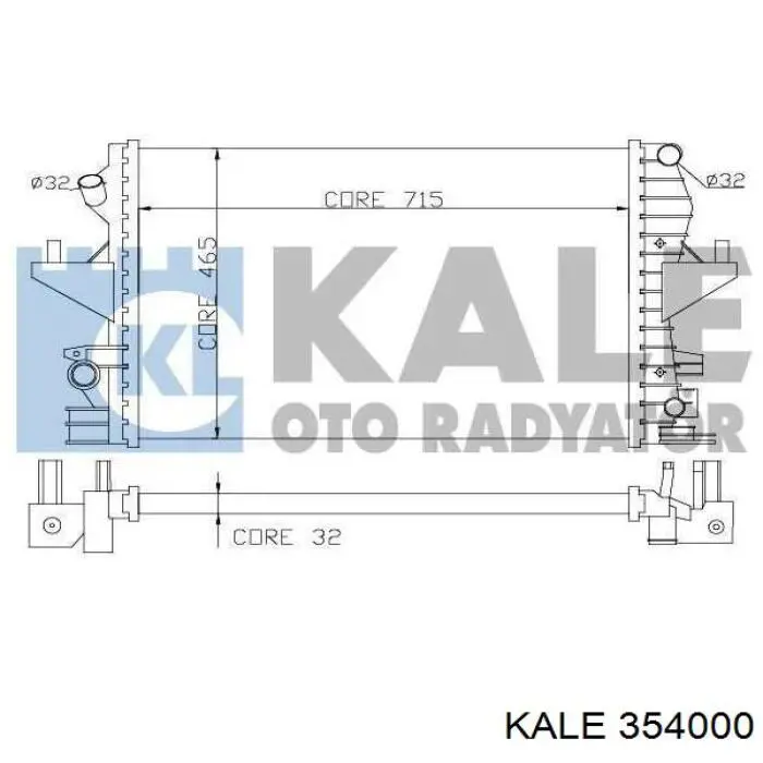 354000 Kale radiador de esfriamento de motor
