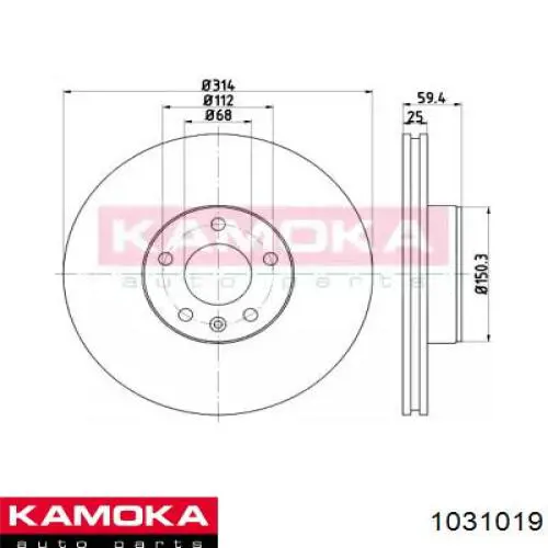 1031019 Kamoka диск тормозной передний