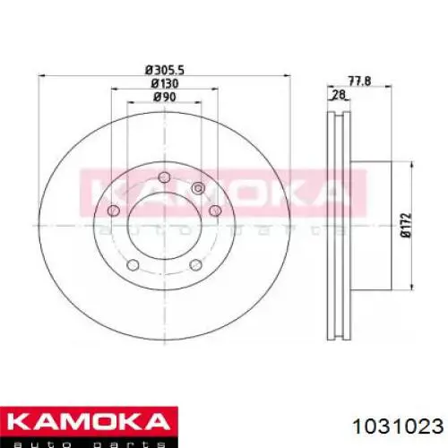 Передние тормозные диски 1031023 Kamoka