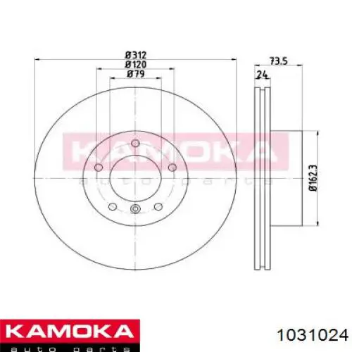 1031024 Kamoka диск тормозной передний