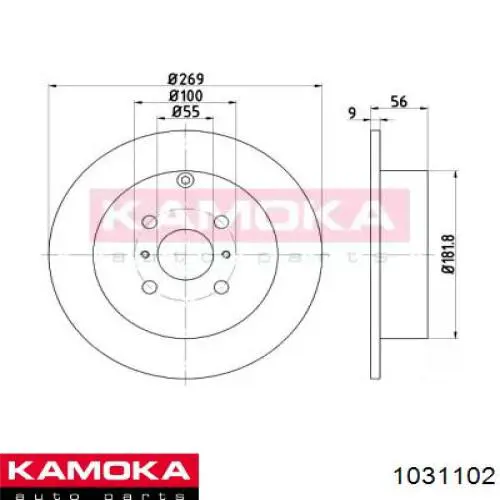 1031102 Kamoka диск тормозной задний