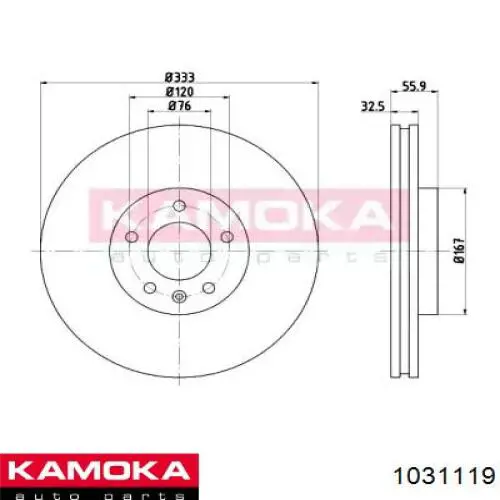 1031119 Kamoka диск тормозной передний