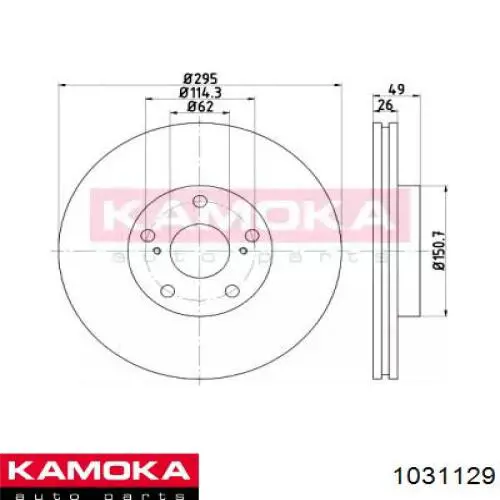 1031129 Kamoka диск тормозной передний