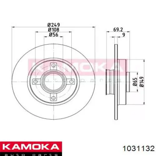 1031132 Kamoka диск тормозной задний