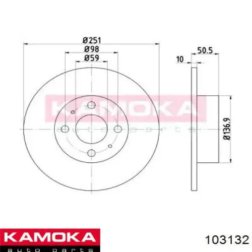 103132 Kamoka диск тормозной задний