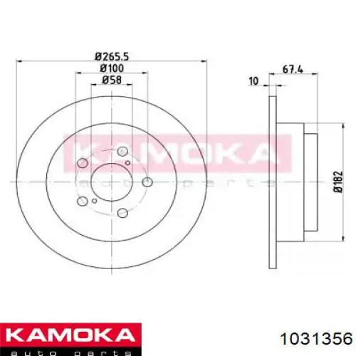 1031356 Kamoka диск тормозной задний