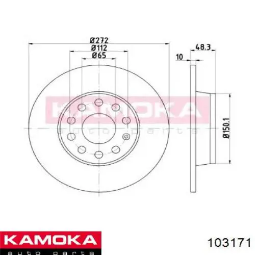 103171 Kamoka диск тормозной задний
