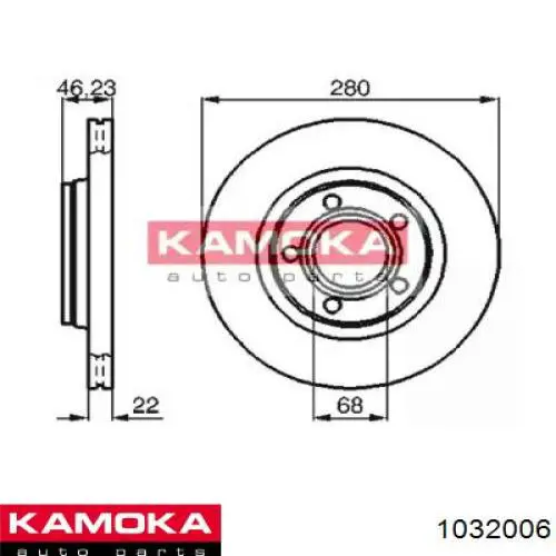 Диск тормозной передний Kamoka 1032006