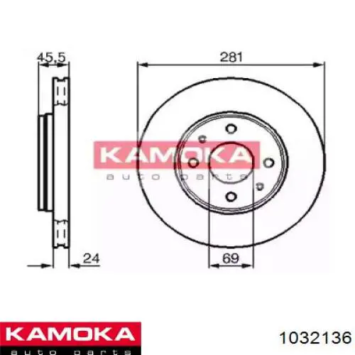 Диск тормозной передний KAMOKA 1032136