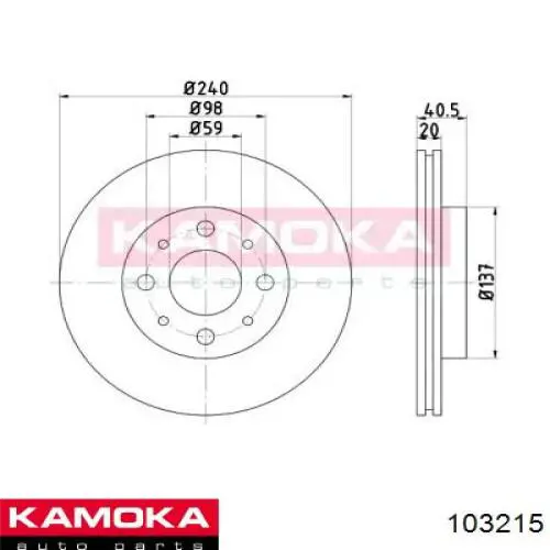 103215 Kamoka передние тормозные диски