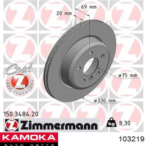 Тормозные диски 103219 Kamoka
