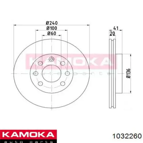 Передние тормозные диски 1032260 Kamoka