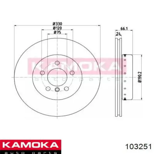 Передние тормозные диски 103251 Kamoka