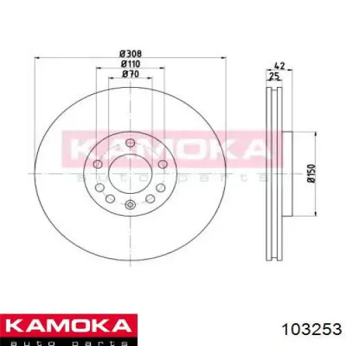 Диск тормозной передний KAMOKA 103253