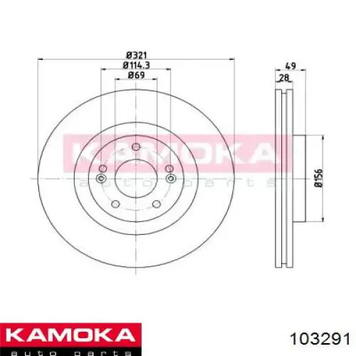 Передние тормозные диски 103291 Kamoka