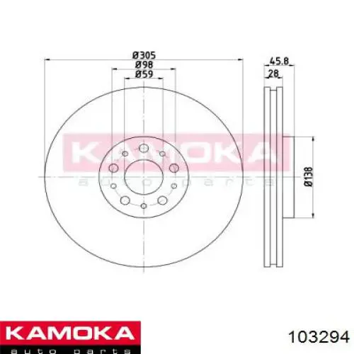 Передние тормозные диски 103294 Kamoka