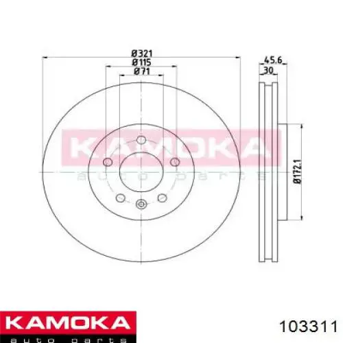 Передние тормозные диски 103311 Kamoka