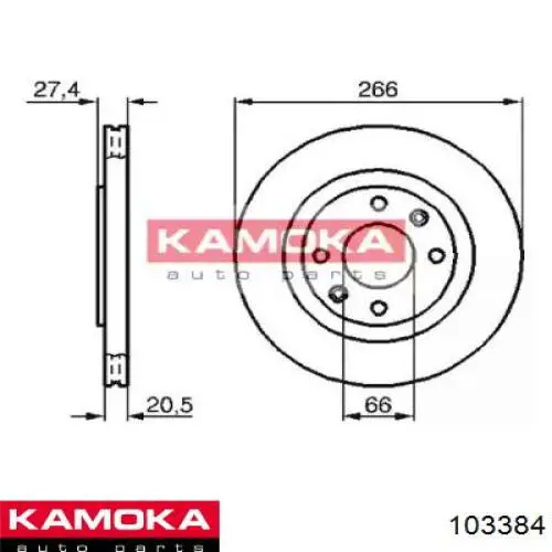 Передние тормозные диски 103384 Kamoka