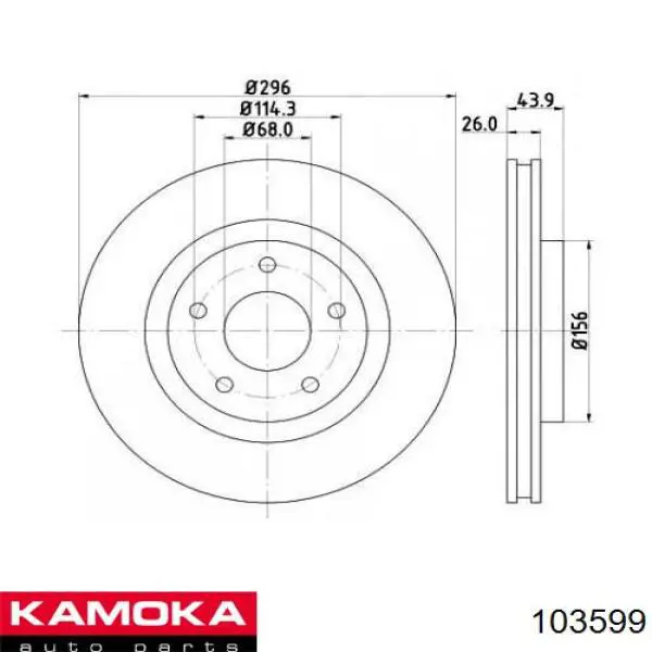 Передние тормозные диски 103599 Kamoka